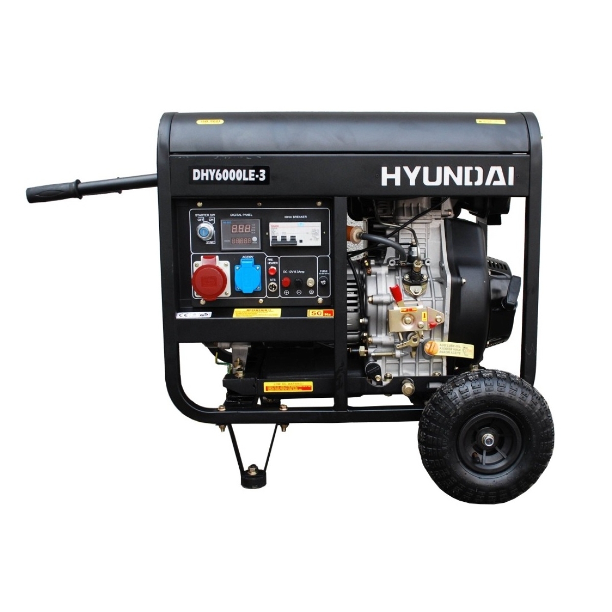 Дизельный генератор Hyundai DHY 6000 LE, вид сбоку